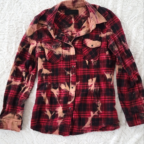 Bleach Dyed One-of-a-kind Flannel - Picture 2 of 8